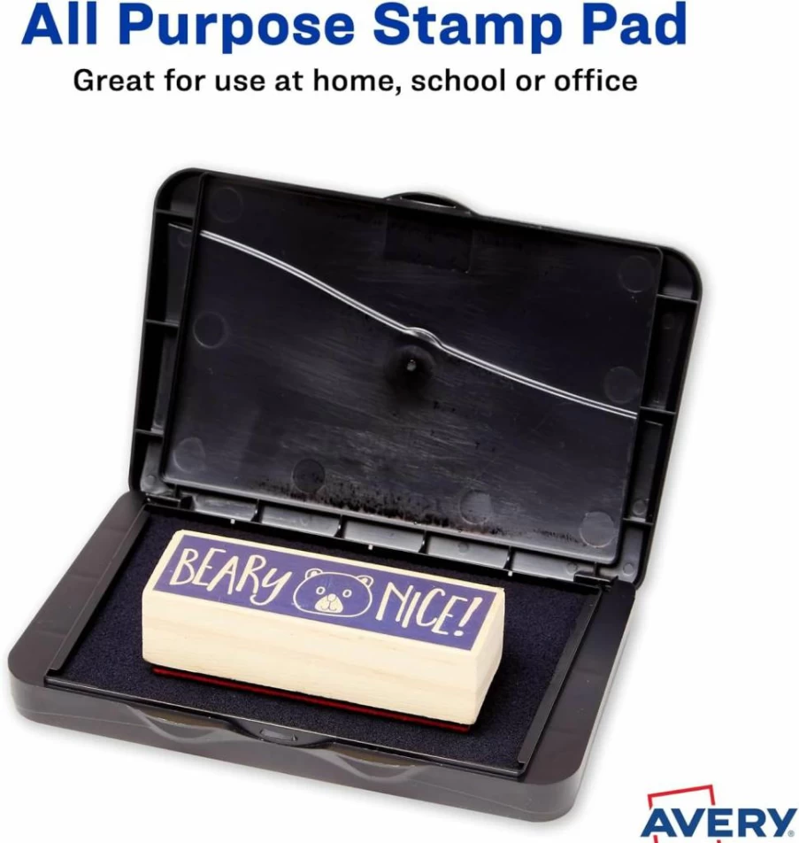 AVERY Foam Black Stamp Pad, 2.75" x 4.27", 3-Pack (25603) - Self-Inking Stamp Refill for Office & Craft Use