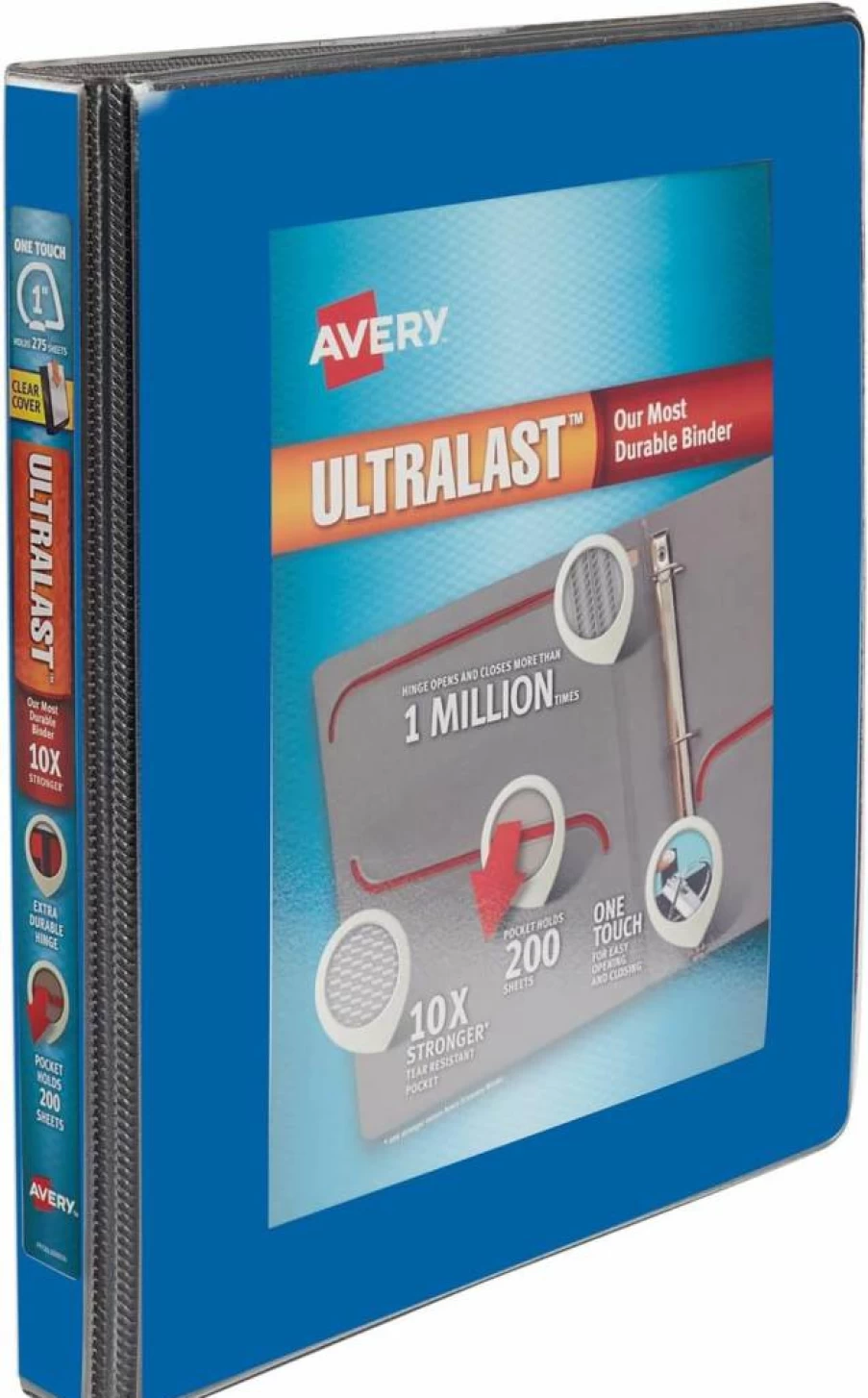 AVERY 79711 1.5 Inch 3-Ring Binder with One-Touch Slant Ring, Holds Letter Size 8.5 x 11 Paper, Durable Black Binder for School or Office