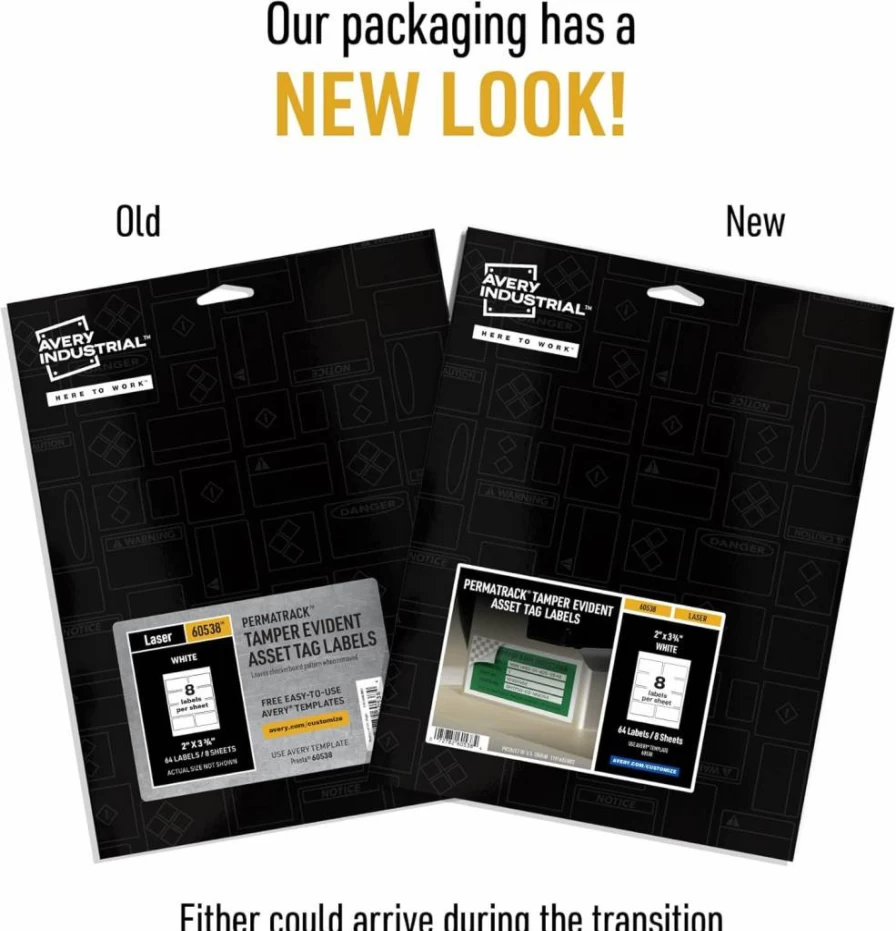 AVERY 61529 White Waterproof Laser Printable Asset Tags, 1.25" x 2.75" Size, 112 Labels per Sheet