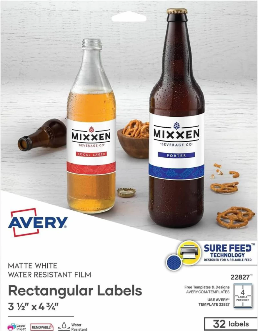 Avery White Rectangle Labels 3.5" x 4.75" - 32 Custom Printable Labels per Pack