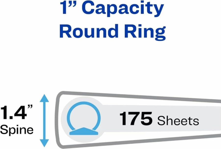 Avery 3 Ring Binders 1 Inch Round Rings, Mini 5.5 x 8.5 Inch White Binder, 4 Pack School & Office Supplies (17702)