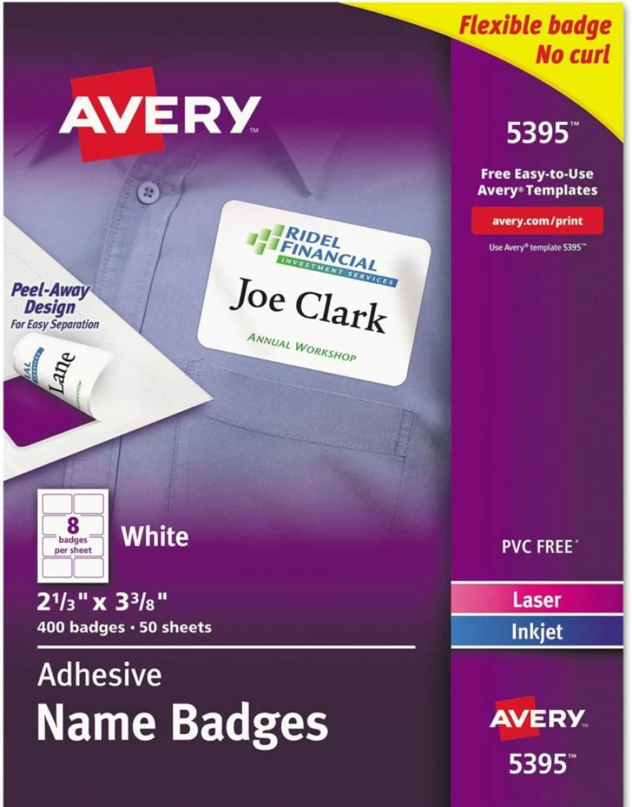 Tecmac Customizable Name Tags, 2.33" x 3.375", 480 Adhesive Labels for Printing or Writing (Premium Quality)