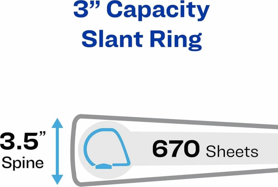 Avery 79793 Heavy Duty 3" 3-Ring Binder with One Touch Slant Rings, Holds 8.5" x 11" Paper, Pack of 4 White Binders for Office & School Supplies