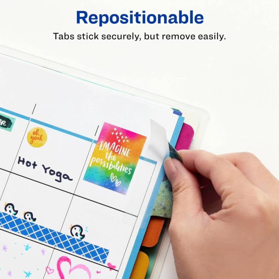 AVERY Repositionable Sticky Tabs 2.5" x 1", Tangerine Splatter Design, 2-Sided Writable, 24 Ultra Tabs for Notebooks & Planners (74712)