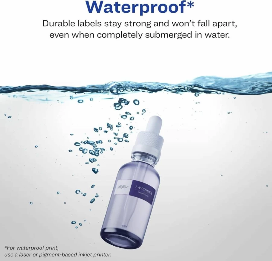 Avery Sure Feed Waterproof Labels 2" x 2-5/8" - 750 Pack, Durable Oil & Tear-Resistant for Laser/Inkjet Printing