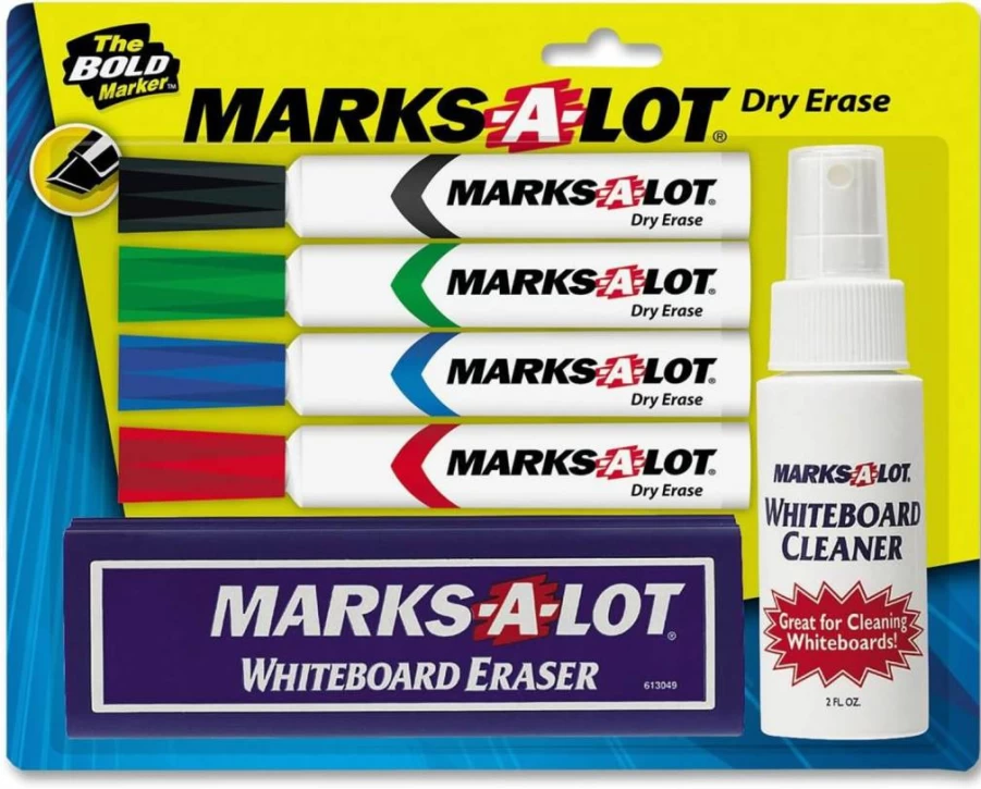 Marks-A-Lot Dry Erase Markers Kit - 12 Vibrant Color Whiteboard Markers with Chisel Tip, Low-Odor Ink, for Office, Classroom & Home Use (23503)