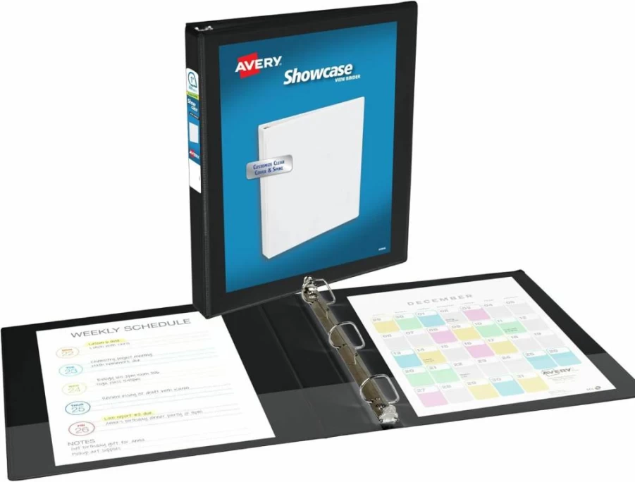 AVERY 19550 Black 3-Ring Binder with 1/2 Inch Slant Rings, Economy Showcase View Binder