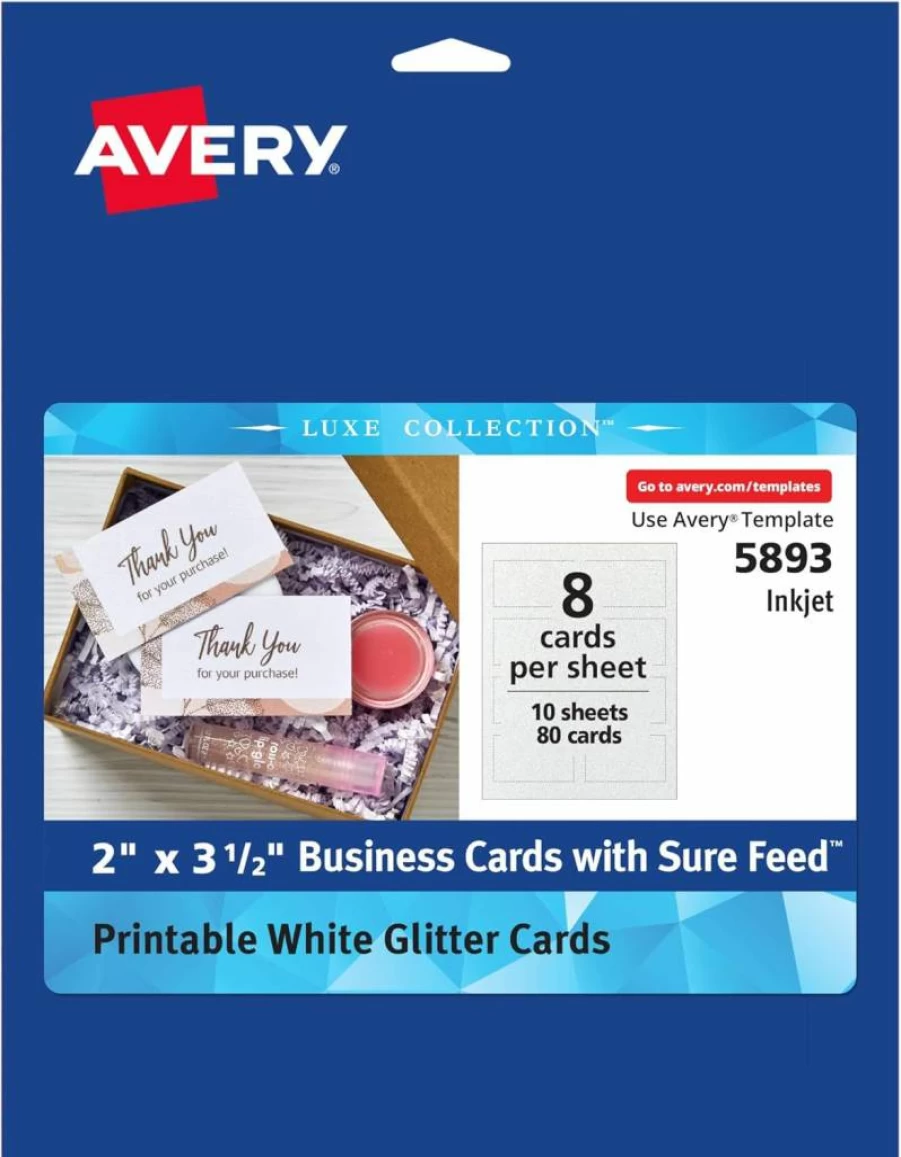 AVERY 3327 Metallic Gold Border Business Cards, 2" x 3.5", 100-Pack, Premium Laser/Inkjet Printable for Professional Branding