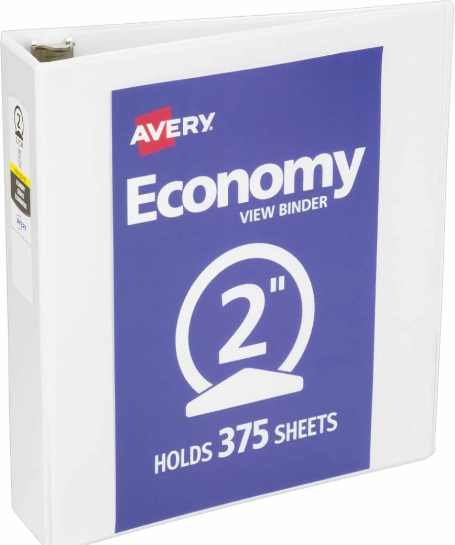 Avery 2 Inch 3-Ring White Binder with Round Rings - Economy View Binder (Model 05780)