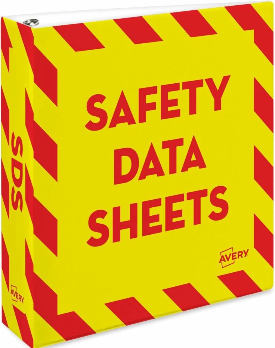 Avery Ultraduty 3-Ring Binder with Slant D-Rings and Security Chain, 2-Inch Spine, Durable Yellow/Red Cover (Model 77712)