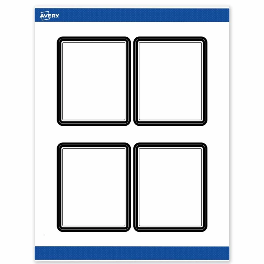 AVERY Matte White Printable Rectangle Labels with Gold Multi-Lined Border, 4" x 3-1/3", Permanent Adhesive, 40-Pack for Laser/Inkjet Printers, Ideal for Product Merchandising