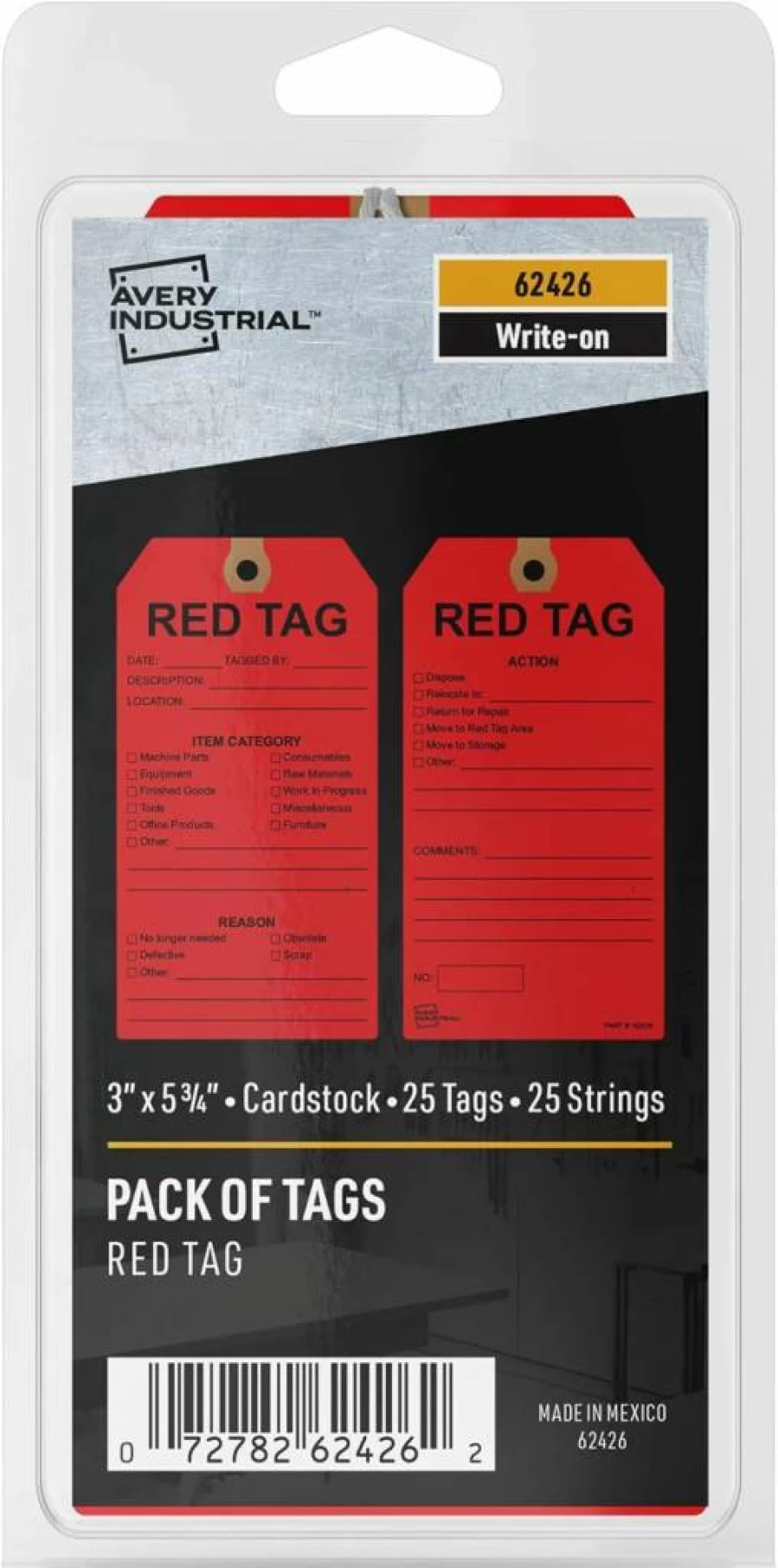 AVERY 62428 Green Preprinted Return To Stock Tags With String, 5.75" x 3" Write-On Hang Tags, Pack of 25