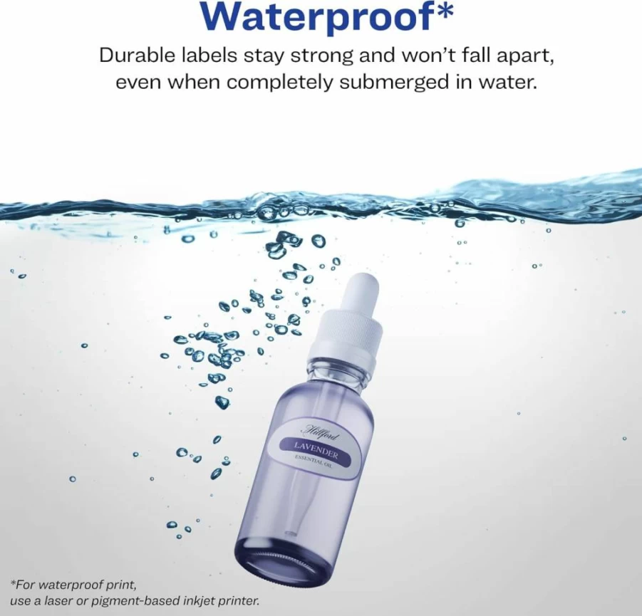 AVERY Sure Feed Waterproof Oval Labels 1.5" x 2.5" - 180 Durable Tear-Resistant Labels for Laser & Inkjet Printers