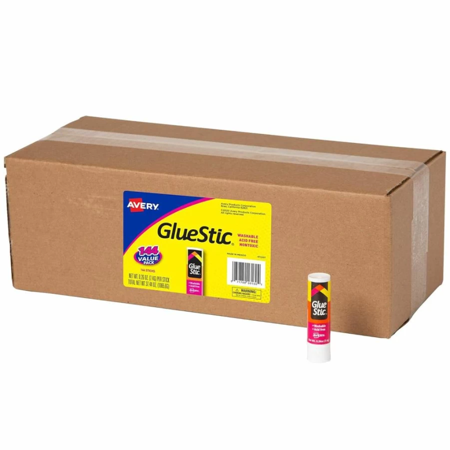 Avery Washable Non-Toxic Permanent Glue Sticks, 0.26 Oz, 2-Pack (00171) White Adhesive for School & Office