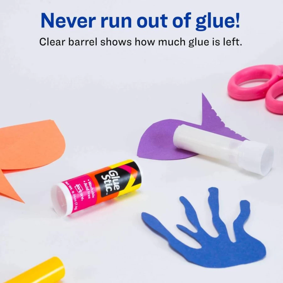Avery Washable Non-Toxic Permanent Glue Sticks, 0.26 Oz, 2-Pack (00171) White Adhesive for School & Office