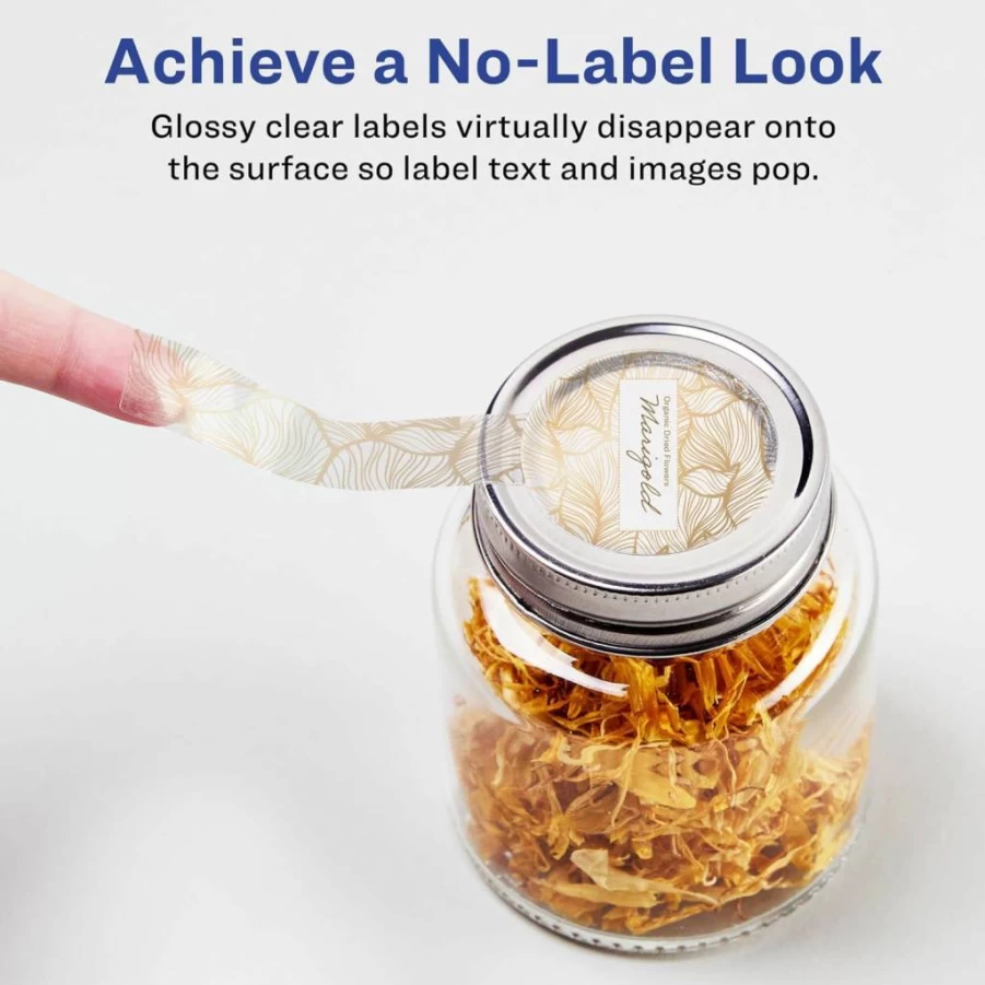 Avery Glossy Clear Lollipop Labels 1" x 4" - 80-Pack, Sure Feed Technology, Print-to-the-Edge for Laser/Inkjet Printers