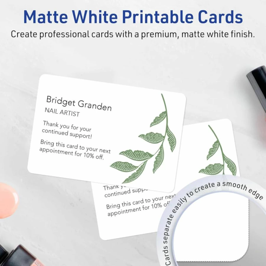 Avery 5" x 7" Matte White Printable Cards with Rounded Corners, 100-Pack for Invitations & Thank You Notes – Laser/Inkjet Compatible, Sure Feed Technology