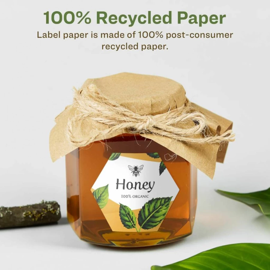 AVERY Recycled Hexagon Labels 2.5" x 2.9", Matte White Eco-Friendly Permanent Adhesive, Laser/Inkjet Printable, 60-Pack, Print to Edge