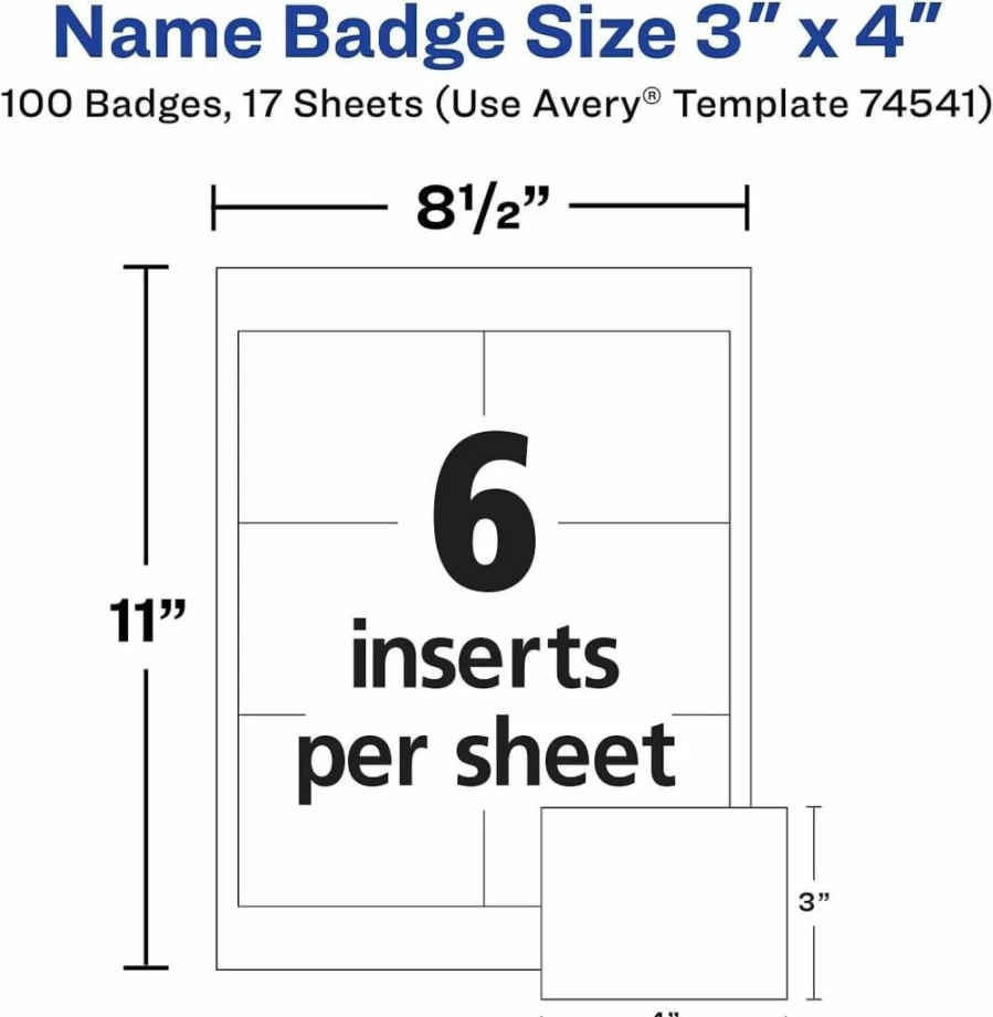 AVERY 74541 Top-Loading Clip-On Name Badges, 3x4 Inches, Garment-Friendly, Pack of 100