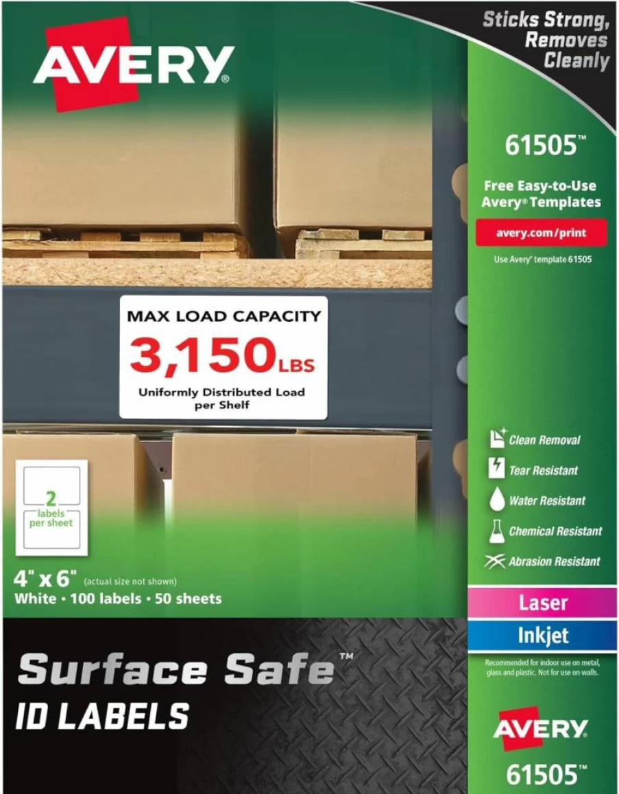 AVERY 61504 Durable Labels, 3x5 Inches, White, Pack of 150, Permanent Adhesive, for Laser/Inkjet Printers
