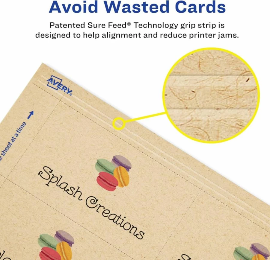 Avery Kraft Brown Business Cards with Sure Feed Technology, 2" x 3.5", 150 Pack for Laser/Inkjet Printers, Ideal for Appointment & Loyalty Cards (28311)