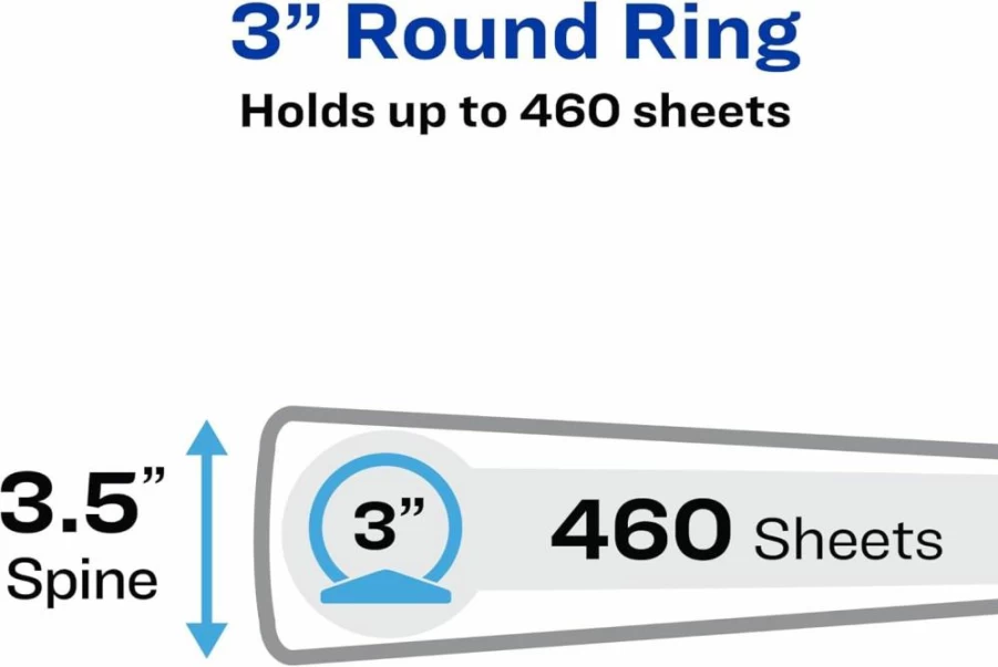 AVERY 2 Inch 3 Ring Binders, Round Rings, 12 Pack, Black, Economy View Binders (05730) for Office & School Supplies
