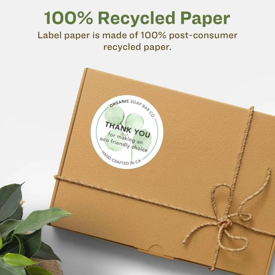 AVERY Recycled Round Labels 3" - Eco-Friendly Matte White, Print-to-Edge, Permanent Adhesive, Laser/Inkjet Printable, 60-Pack
