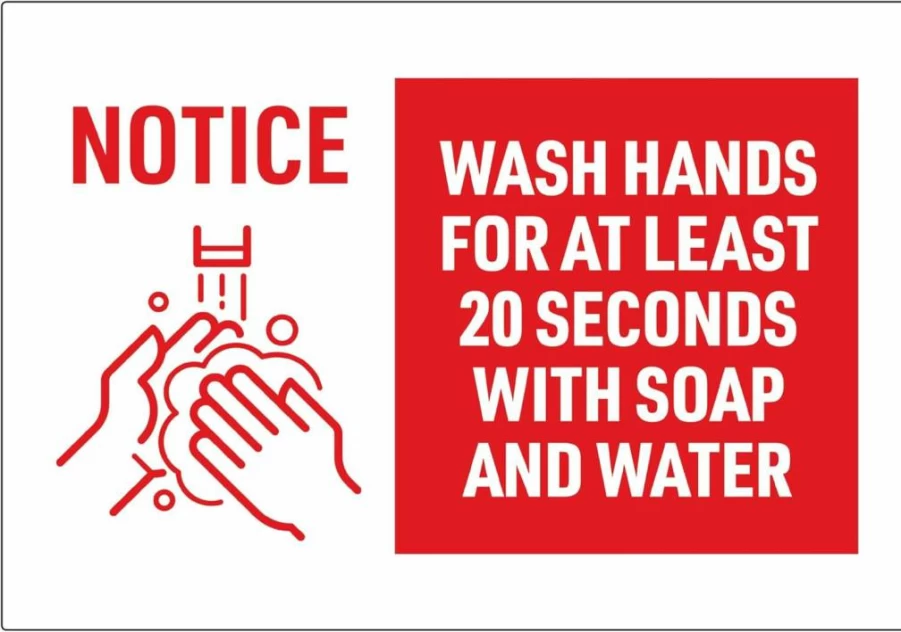 Avery "Wash Hands For At Least 20 Seconds" Removable Wall Decals, 7" x 10" Safety Signs, Tear & Water Resistant, Pack of 5 (83175)