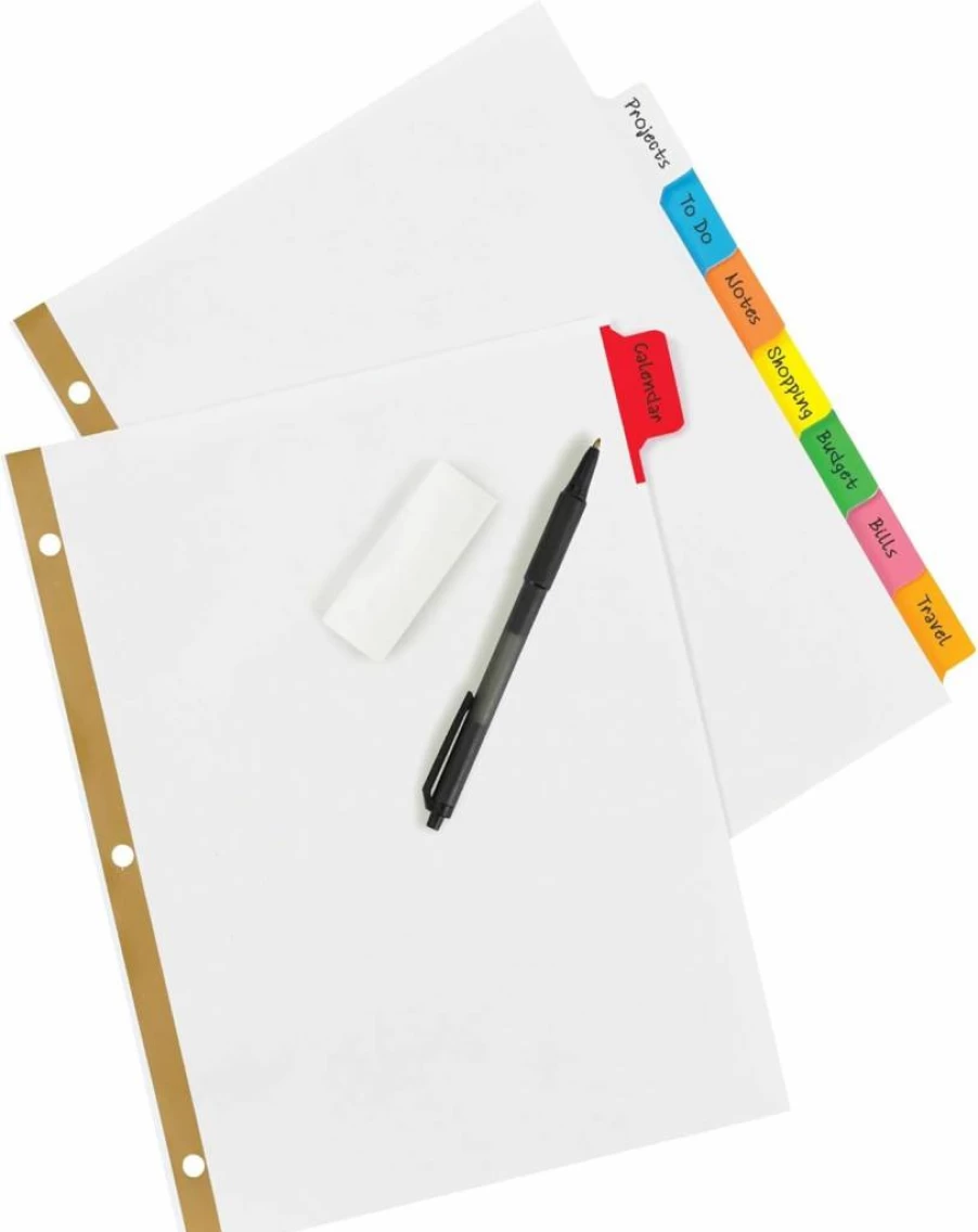 Avery 8-Tab Multicolor Write & Erase Dividers for 3-Ring Binders, 6-Pack (23079) – Organize Projects, Reports, Finances with Durable Tab Dividers