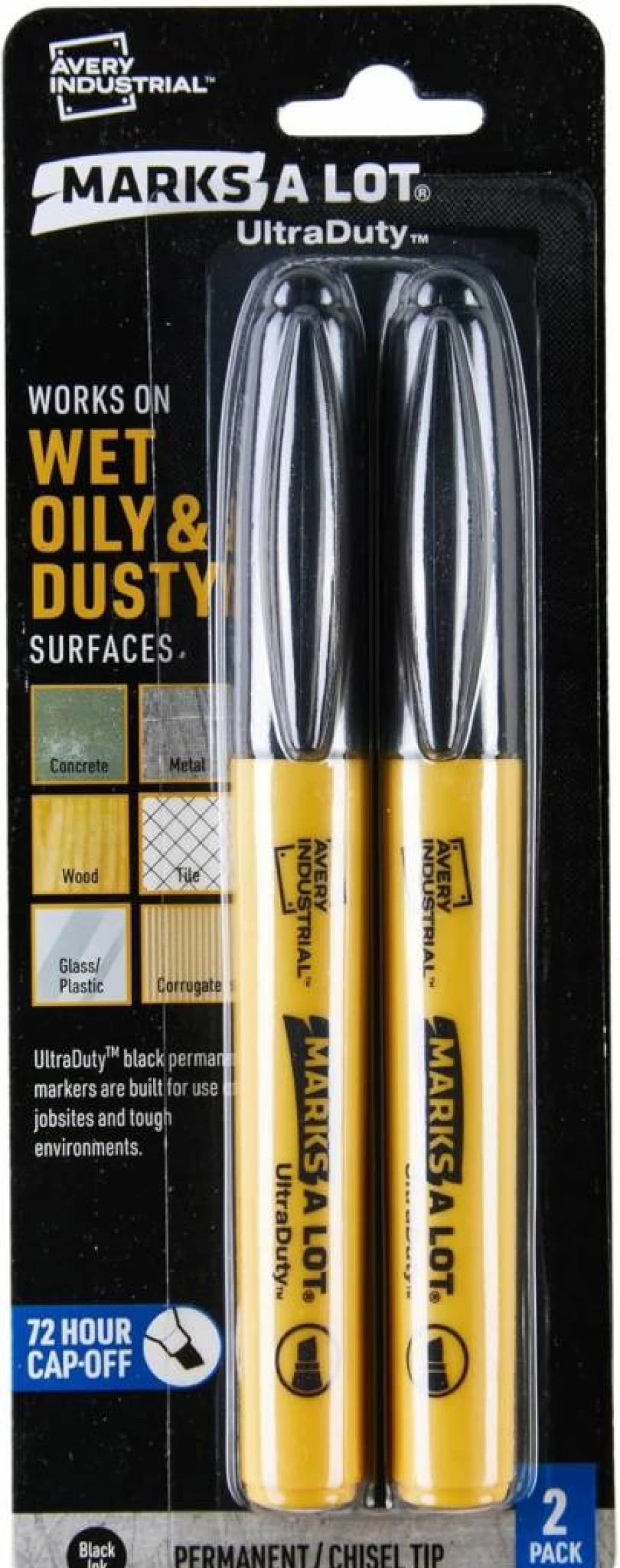 AVERY Ultraduty Permanent Markers Chisel Tip - 12 Pack Black (29842), Waterproof Industrial Markers for Job Sites, Tough Environments & Heavy-Duty Use