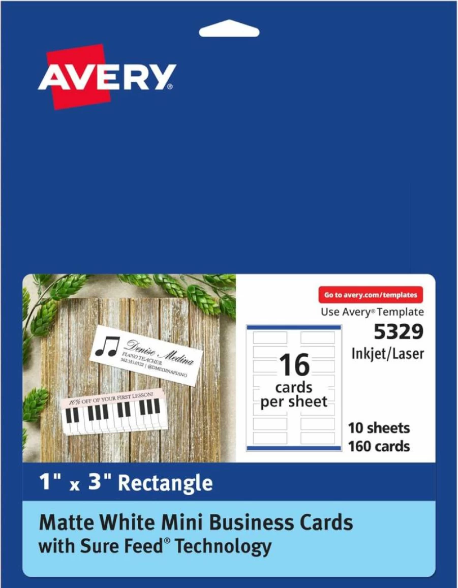 AVERY 5328 Round Business Cards, 3" Diameter, Matte White, 150 Sheets, Print-To-The-Edge, Laser/Inkjet Compatible, Sure Feed Technology