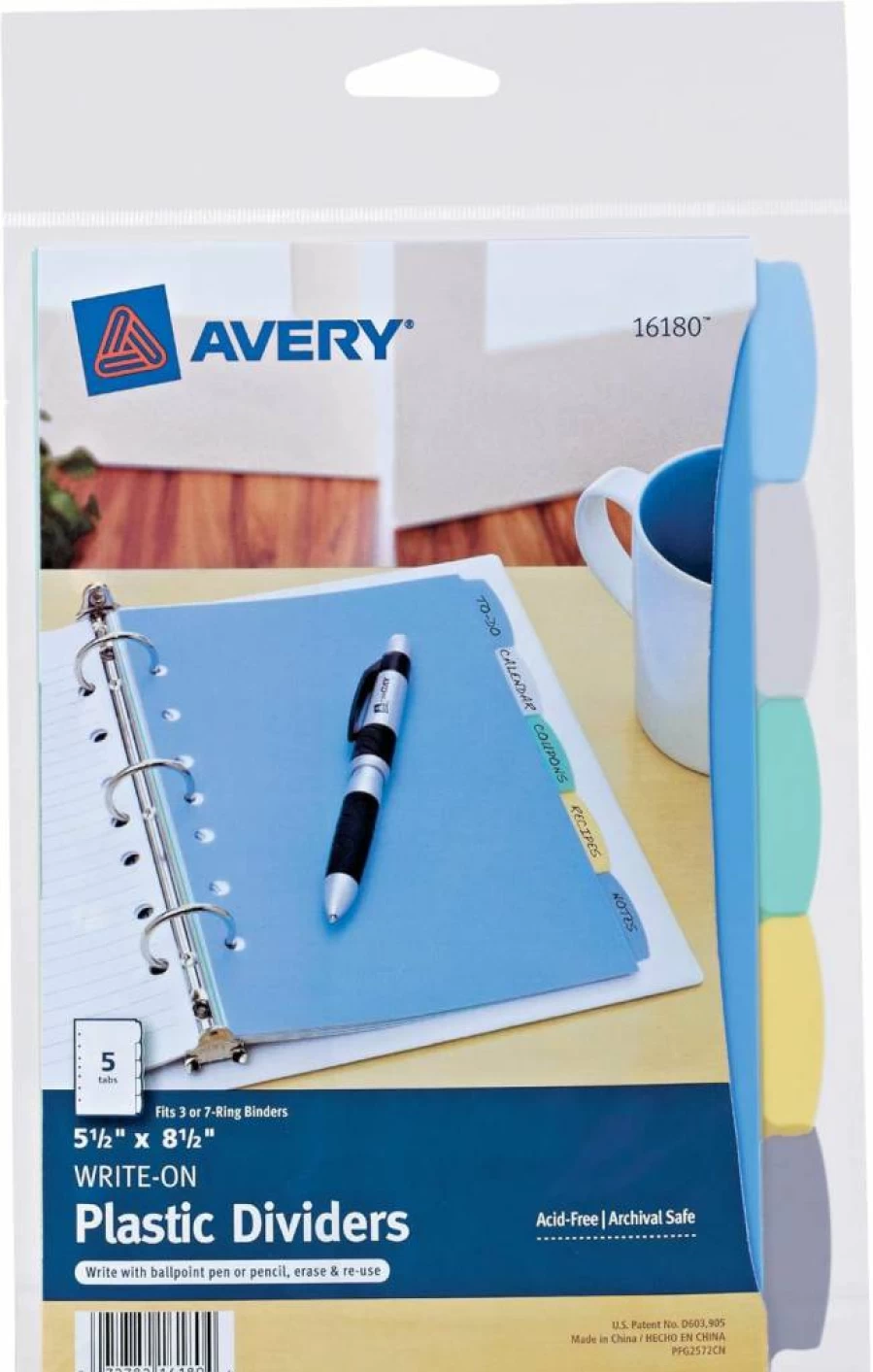 AVERY 5.5" x 8.5" Reusable Plastic Binder Dividers, 5-Tab Multicolor Set for 3-Ring & 7-Ring Binders, 4-Pack (21982) Write & Erase Durable Tabs