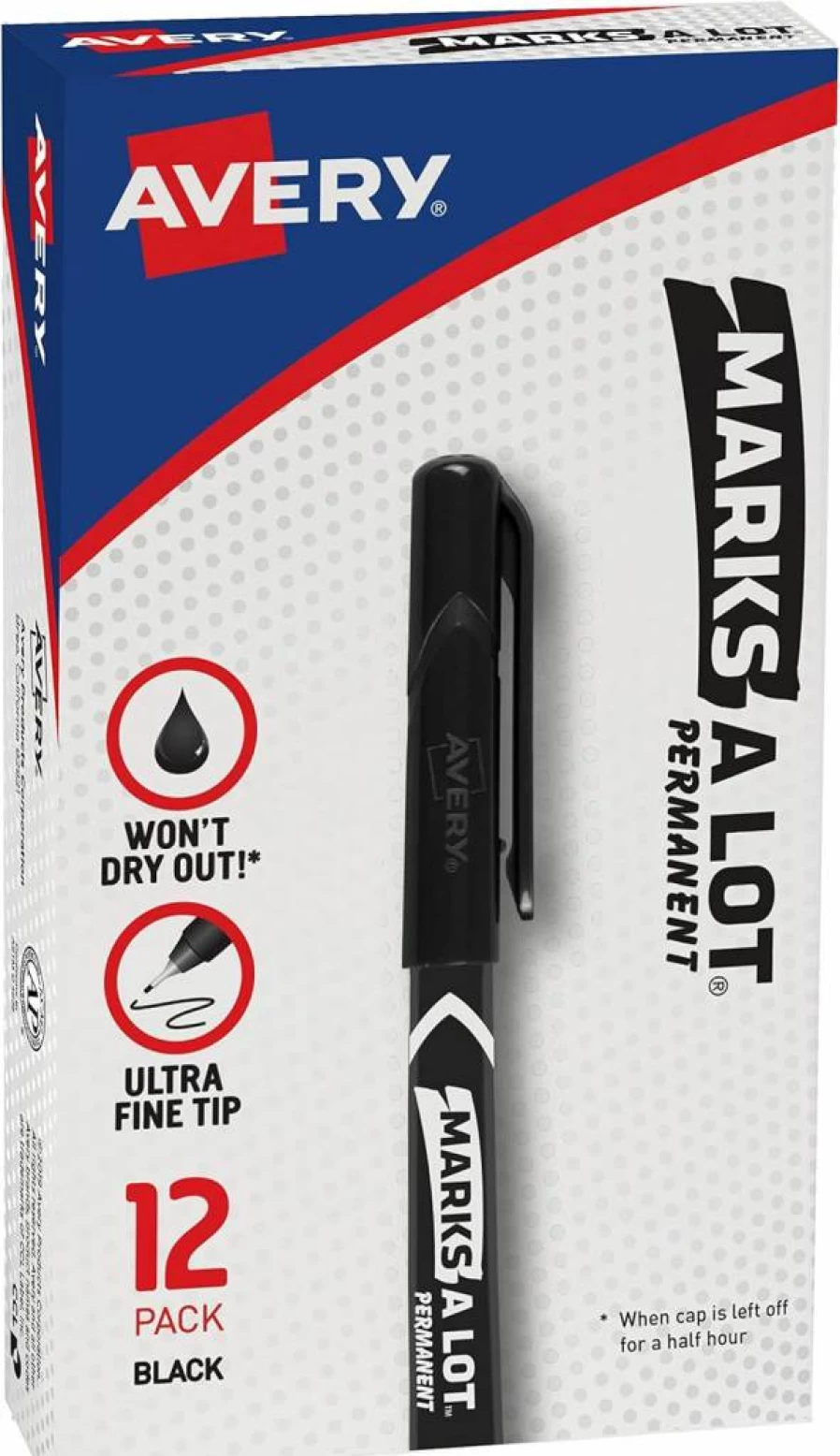 Avery Marks-A-Lot Permanent Markers, Ultra Fine Tip, 8-Color Set for Coloring Books, Sketchbooks & Art Projects (09231)