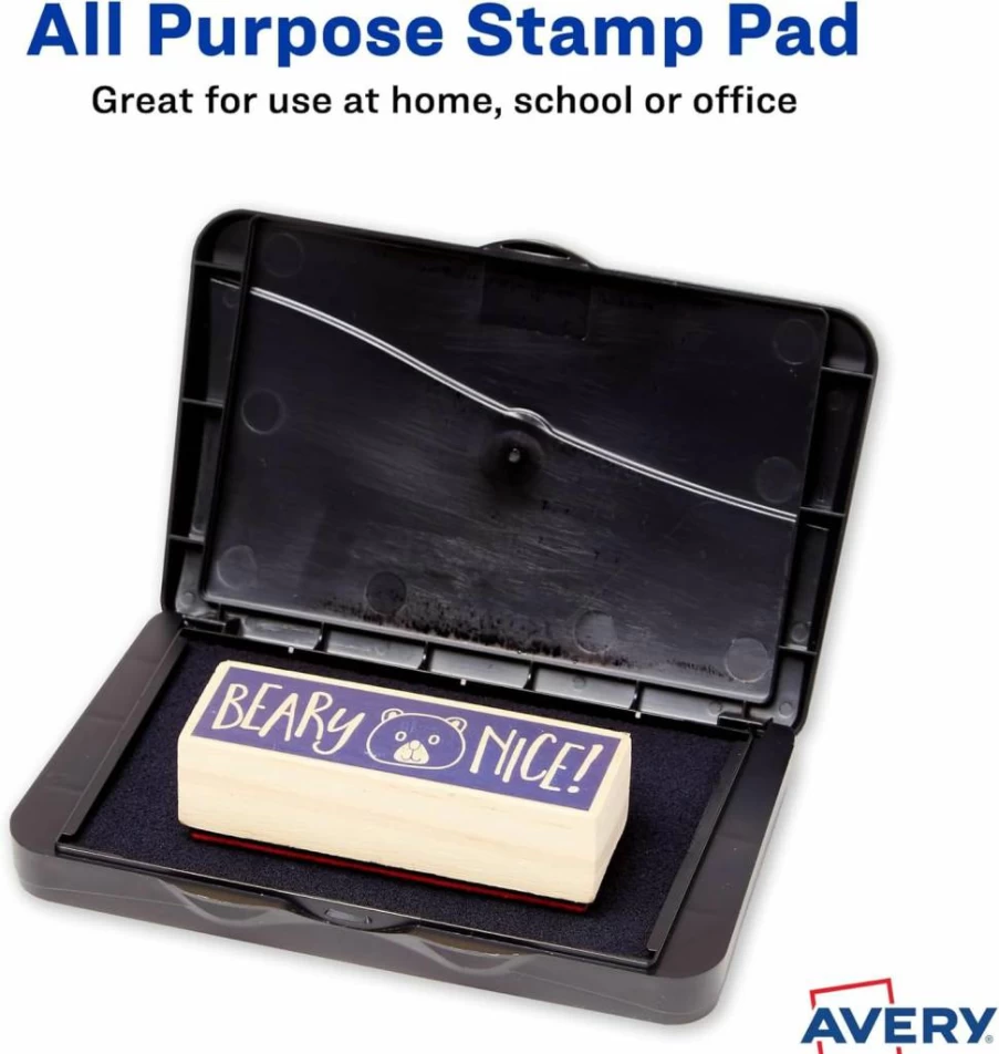 AVERY Black Ink Stamp Pad, 2.75" x 4.25" Foam Ink Pad for Stamping Crafts, 1 Pack (21381)