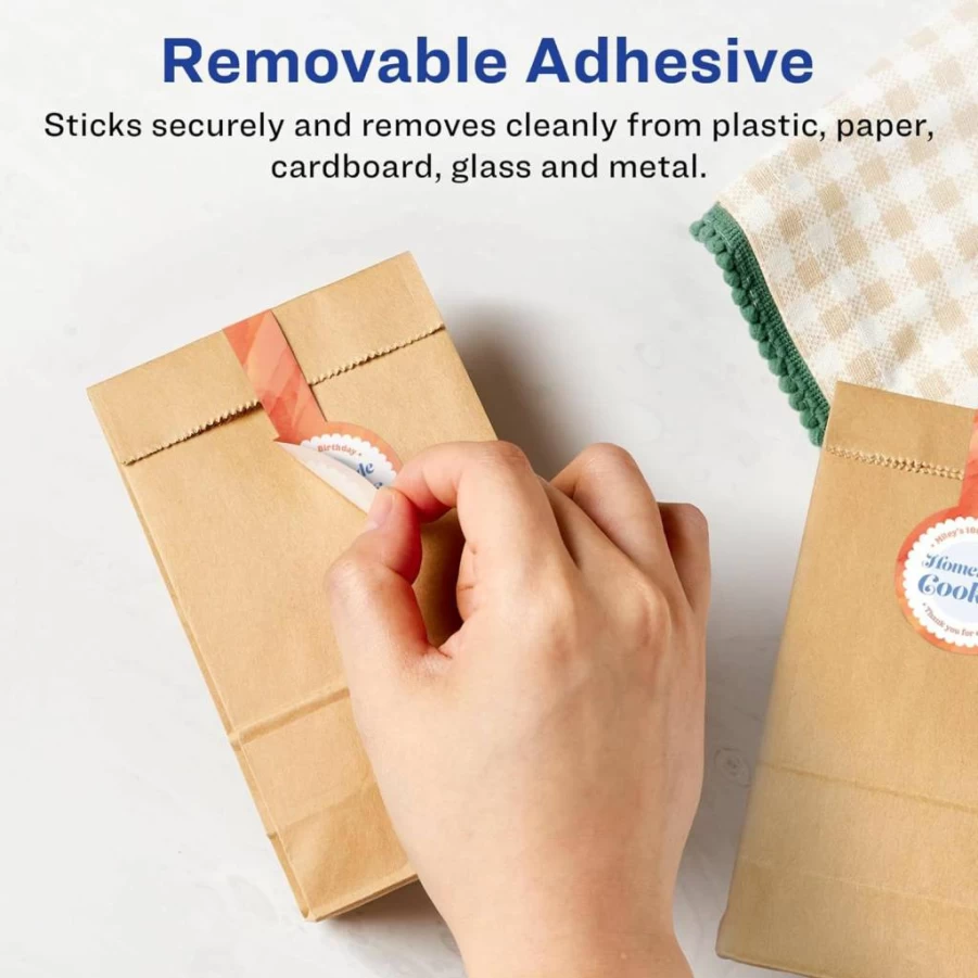 Avery Matte White Removable Lollipop Labels 1" x 4" - 120 Pack, Sure Feed Technology, Laser/Inkjet Printable, Print-To-The-Edge Design