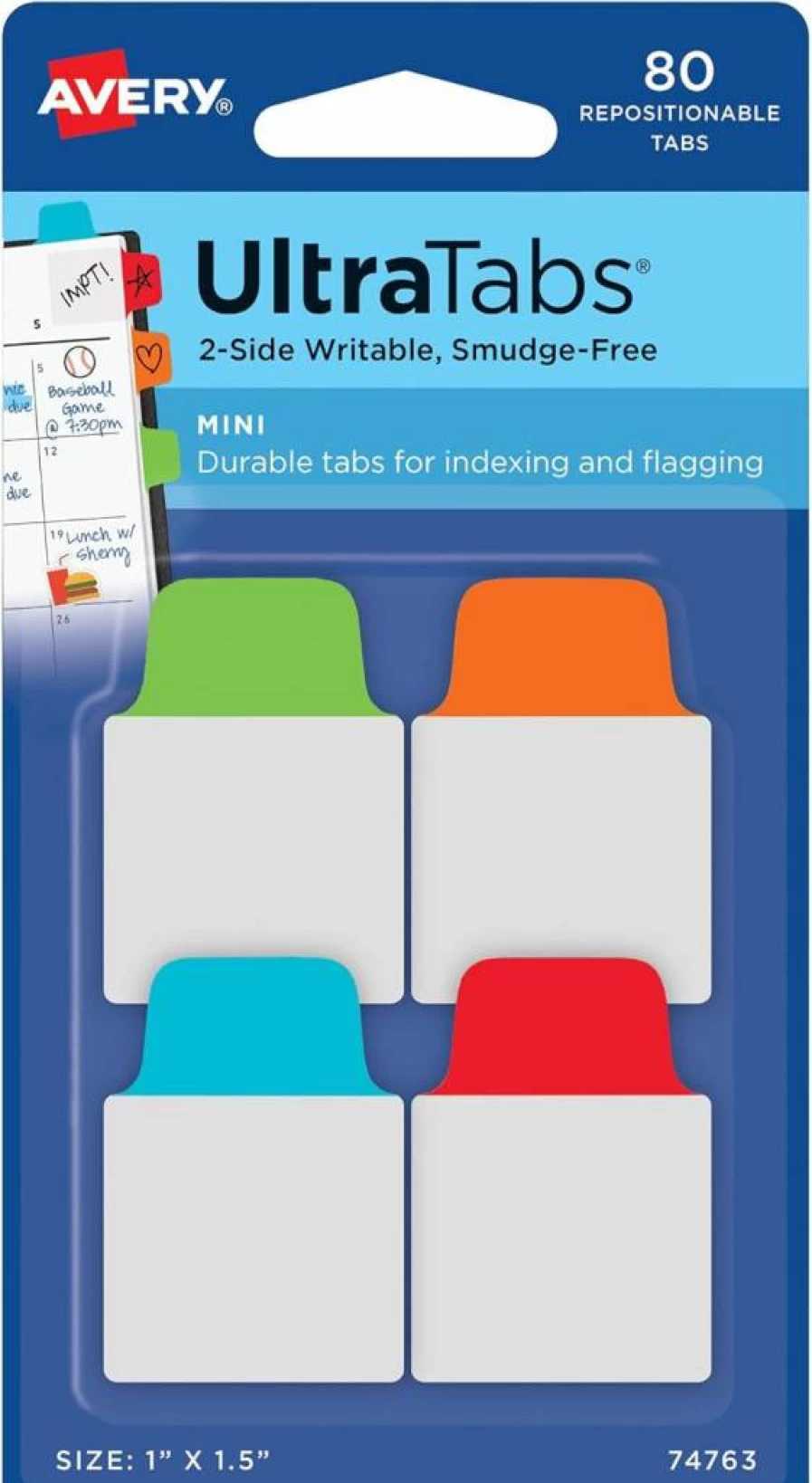Avery Ultra Tabs Luxe Holographic Repositionable Mini Tabs, 1" x 1.5", Iridescent Design, 32-Pack (74178)