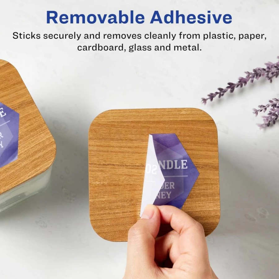 AVERY Matte White Removable Hexagon Labels, 2-1/2" x 2-57/64", 90-Pack, Sure Feed for Laser/Inkjet Printers, Print-To-The-Edge Design