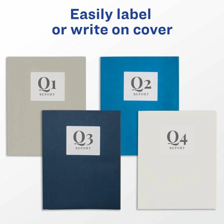 AVERY 2-Pocket Folders with Business Card Slot, 25-Pack White Office Folders Holds 40 Sheets (47991)
