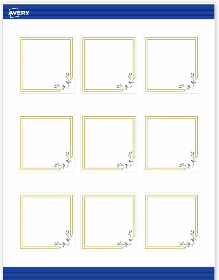 AVERY Gold Edge Dots Printable Square Cards, 2.5" x 2.5" Matte White, 90Ct for Business Promotion, Laser/Inkjet Compatible