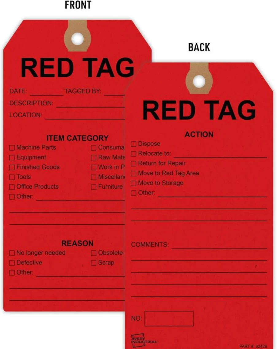 Avery 62429 Out of Service Tags with String, 5.75" x 3" Red Write-On Labels, 25-Pack