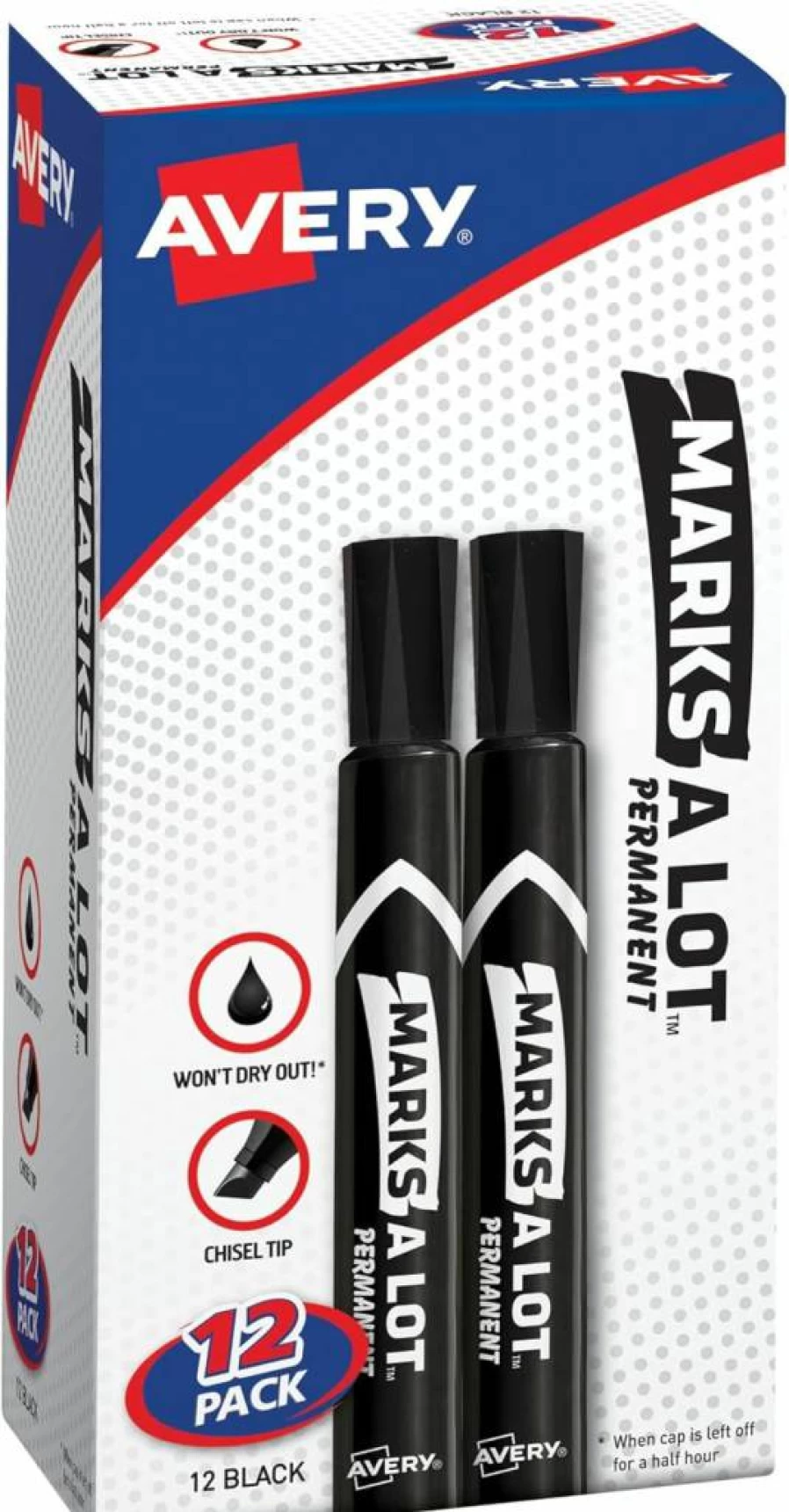 AVERY Marks-A-Lot 36-Pack Black Chisel Tip Permanent Markers for Signs, Posters, and Office Use (98206)