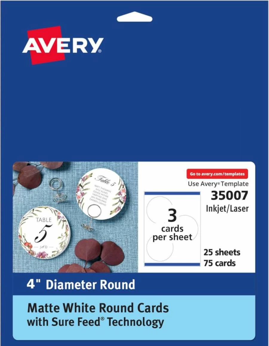 Avery Matte White Postcards 3.5" x 5" with Rounded Corners, 100-Pack, Sure Feed Technology for Laser/Inkjet Printing (5625)