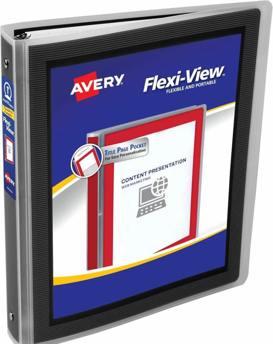 AVERY 15766 Navy Blue 3-Ring Binder with 1/2 Inch Flexi-View Round Rings, Durable Half-Inch Binder for Organizing Documents
