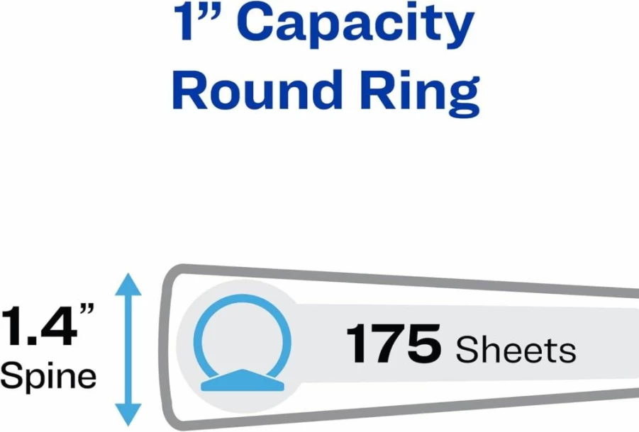 Avery 4-Pack Black 3-Ring Binders with 1" Round Rings, 175-Sheet Capacity, Hanging & Flexible Storage Binders (17708)