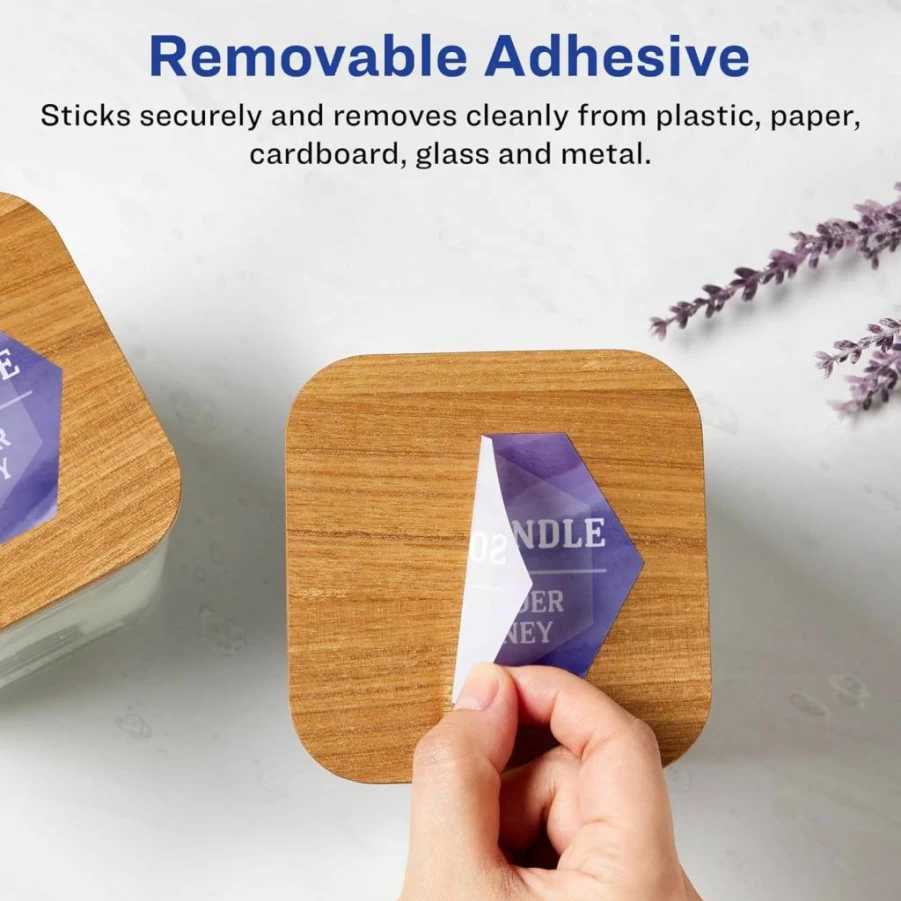 AVERY Matte White Removable Hexagon Labels, 1.5" x 1.75", 300-Pack, Sure Feed for Laser/Inkjet Printers, Print-To-The-Edge Design
