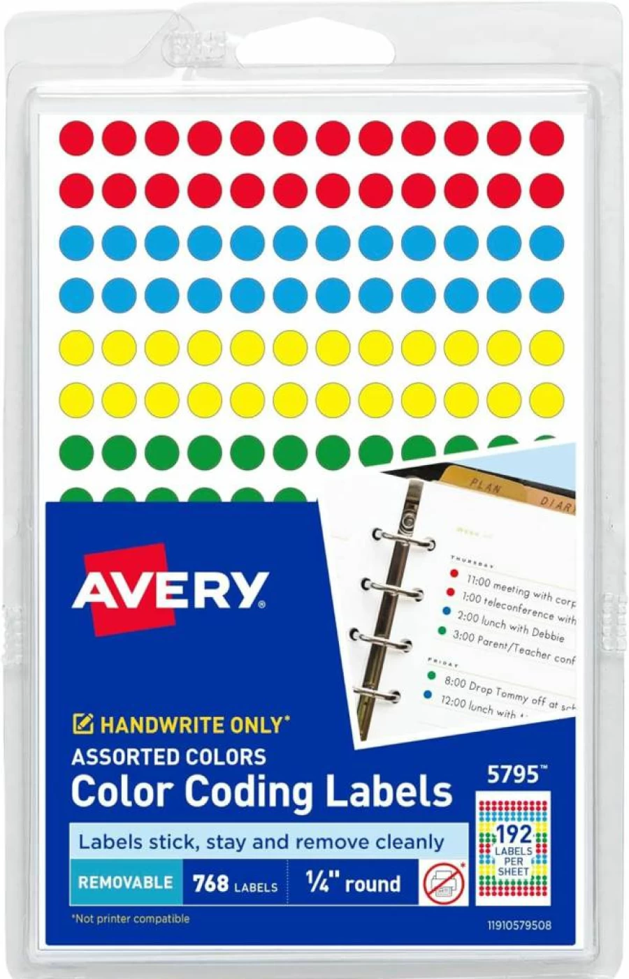 AVERY Removable Color-Coding Dot Labels, 1/4 Inch Round Stickers, 18 Packs (760 Labels/Pack), 13,680 Total, Assorted Non-Printable Adhesive Dots for Organizing & Sorting (Model 5795)