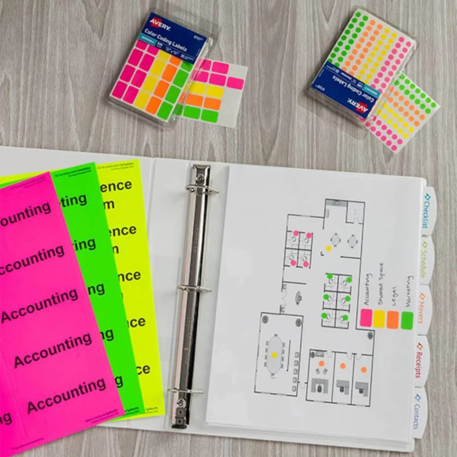 AVERY Removable Color-Coding Labels, 10-Pack Assorted Colors, 5,250 Stickers Total (06721) - Self-Adhesive & Repositionable for Organization