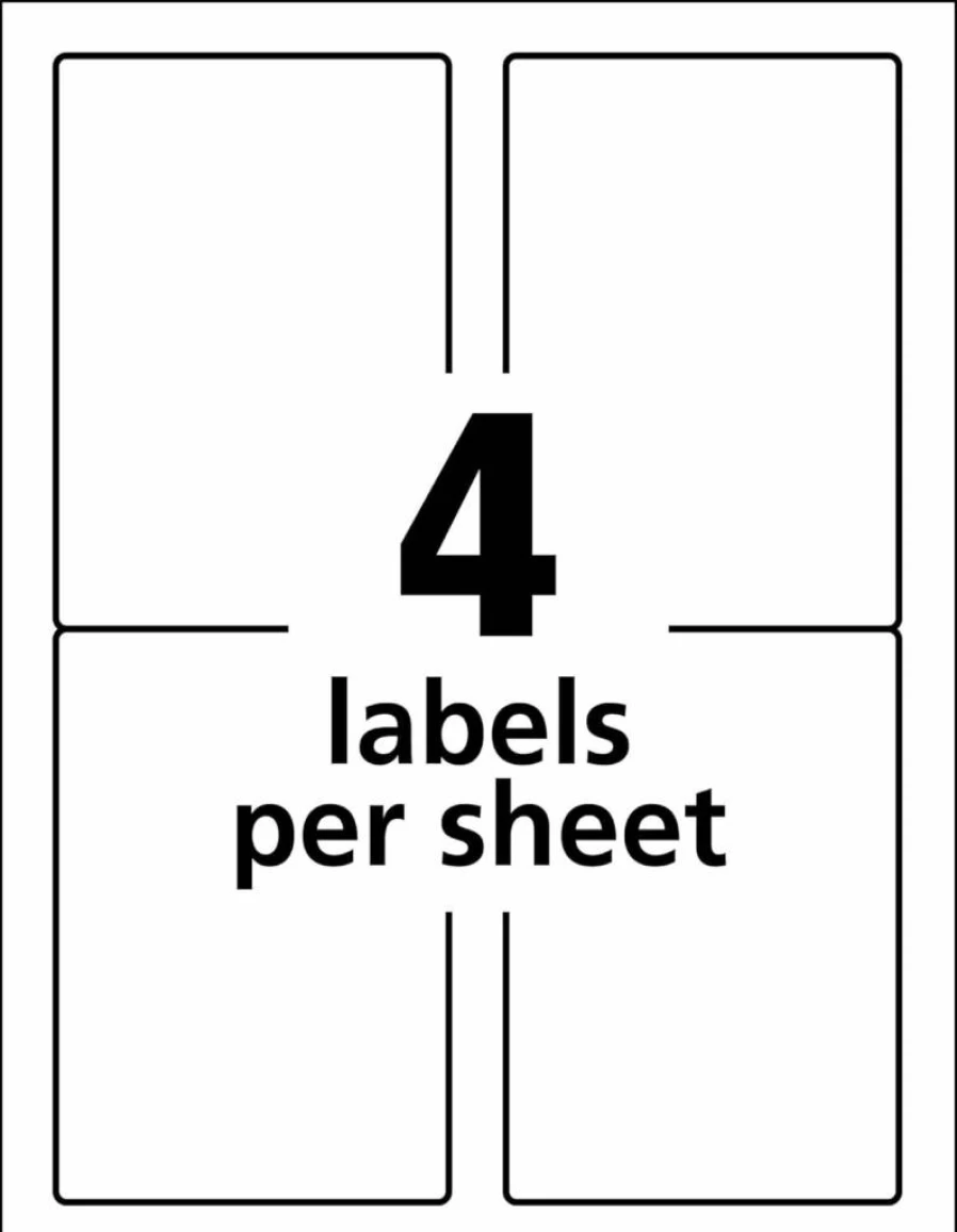 AVERY 6575 White Laser Printer ID Labels, 8.5" x 11" Durable Cover-Up Labels, Pack of 50 Sheets