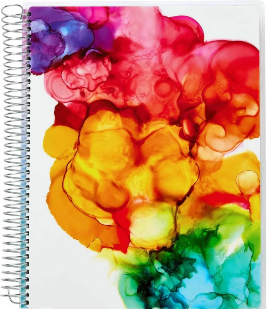 AVERY Undated 12-Month Planner with Stickers, 8.25" x 9.75", Rainbow Paint Design, Tangerine & Floral Cover, Productivity Organizer (29880)