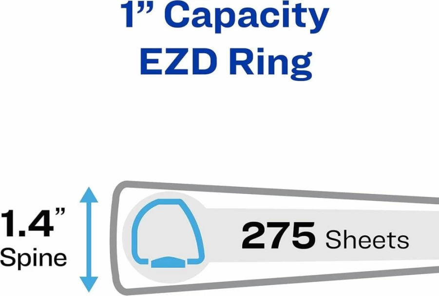 Avery 68055 Navy Blue Heavy-Duty 3-Ring Binder with 1" EZD Rings, Durable Framed View Binder for Office & School